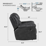Lexicon Rocker Recliner Chair for Living Room, Wall Hugger Manual Recliner Chairs, Textured Microfiber Upholstered Rocking Reclining Chair, Home Theater Seating, Required Assembly, Black Lexicon