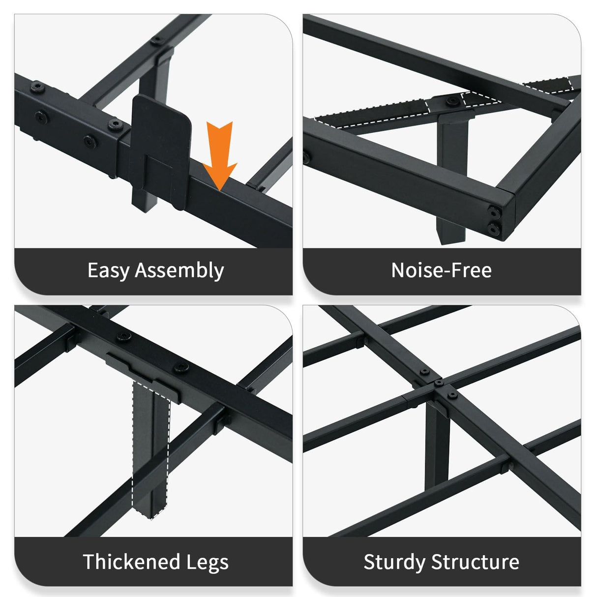 HOMBCK Floating Bed Frame Queen with LED Lights, Modern Metal Platform Bed Frame Queen Size, Heavy Duty Steel Slats Support, No Box Spring Needed, Noise Free, Easy Assembly, Black HOMBCK