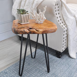 Warmaxx Natural Shape Cedar Wood Side Table, 13.5" x 12" x 17.5" Accent Vintage Wooden Slab Coffee Live Edge Tables Solid Rustic Plant Stand Outdoor End Table for Living Room Patio Bedroom Warmaxx