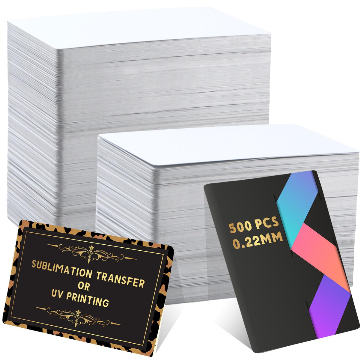 Ctosree 500 Pcs White Sublimation Metal Business Card Blanks 0.22 mm Aluminum Blanks Name Card 3.39 x 2.13 Inch Thick Aluminum Alloy Sublimation Cards for Office Business Blank DIY Printing Engrave Ctosree