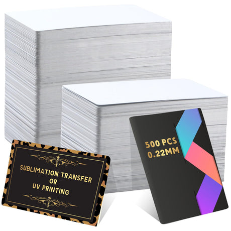 Ctosree 500 Pcs White Sublimation Metal Business Card Blanks 0.22 mm Aluminum Blanks Name Card 3.39 x 2.13 Inch Thick Aluminum Alloy Sublimation Cards for Office Business Blank DIY Printing Engrave Ctosree