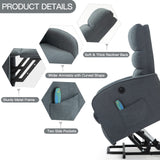 AVAWING Power Lift Massage Chair, Lift Recliner Chairs for Elderly, Electric Recliner W/Heat & Vibration, Linen Fabric Lift Chair with Side Pocket & USB Port for Living Room, Bedroom, Grey AVAWING