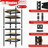 PrimeZone 6-Tier Adjustable Tall Book Shelf - Narrow Bookcase for Small Space, Open Wooden Bookshelf, Display Square Shelf for Living Room, Bedroom, Sturdy, Office, 16" W x 16" D x 72" H, Black PrimeZone