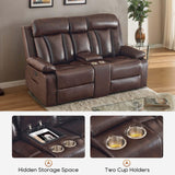 Consofa Power Reclining Loveseat with Console, Reclining Loveseat with Heat and Massage, Power Loveseat Recliner Sofa with Dual Ports, Cup Holders for Living Room, RV Sofa Consofa