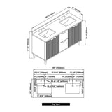 OVE Decors Indy 60 in. Undermount Double Sink Bathroom Vanity with White Engineered Marble Top, Rustic Ash OVE Decors