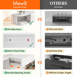 Lifewit Floating TV Stand for up to 50" TV, Wall Mounted Entertainment Center with Power Outlets and USB Ports, Large Storage Space with Sliding Tabletop, Open Shelves, White Lifewit