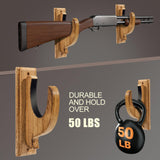 iFeelonely Gun Rack Wall Mount，4 Pack Gun Racks for Wall Shotgun Hooks Gun Wall Mount Indoor Gun Racks Rifle Wall Mount Wooden Gun Cabinets Stand Display Shelf Brown iFeelonely
