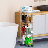 Yieach 4 Tier Rolling Cart with Wheels,Clear Narrow Bathroom Rack Organizer,Slim Storage Cart,Three Tier Thin Shelf and Narrow Rolling Utility Cart for Small Space Shelf,Dorm Room,Kitchen,Laundry Yieach