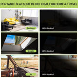 Blackout Blind Curtains, Portable 100% Blackout Shades, 78" x 59" Black Out Blinds for Window, TemporaryWindow Cover with Hook and Loop Tape for Travel Bedroom Nursery Cars RUGLAMZHIP