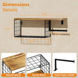 VITVITI Toilet Paper Holder with Shelf, Wall Mounted Toilet Paper Storage Basket, Wood Metal Toilet Roll and Wipes Holder for Bathroom Farmhouse (Brown) VITVITI