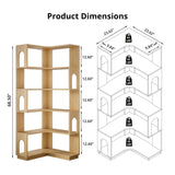 LIKEMET 6 Tier Corner Bookshelf, Tall L Shaped Bookcase, 68.5 Inches Wooden Corner Bookshelves with Arched Design, Freestanding Roomy Display Shelf Stand for Home Office LIKEMET