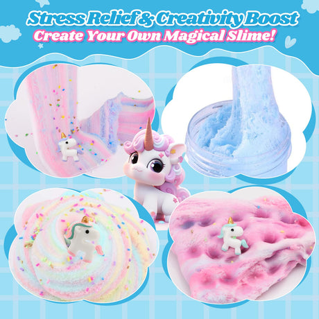 Keemanman Cloud Slime, Unicorn Galaxy Slime, DIY Supplies Kit for Girls and Boys, Stress Relief Toy Scented Sludge Toy for Kids Education, Party Favor, Gift and Birthday (3 Pack) Keemanman