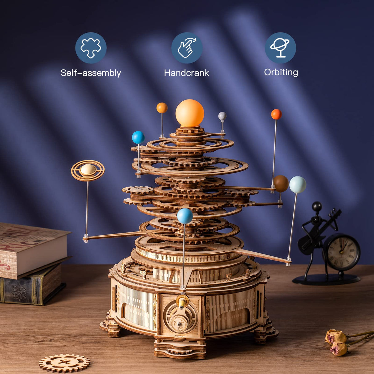 ROKR 3D Wooden Puzzles for Adults Huge Orrery Model - Toy Building Set Mechanical Puzzles 8 Orbiting Planets Unique Gifts for Boys/Girls ROKR