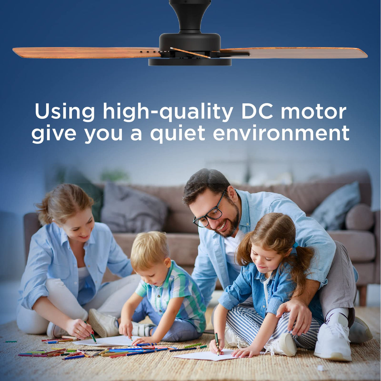 TALOYA 52 inch Ceiling Fans with Lights,Remote Control Multifunctional Quiet Fan with Three Color Temperature and Dimmable Light with Reversible Blades Black TALOYA