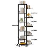 10 Tier Tree Bookshelf Tower Metal Spine Bookcase Industrial Bookshelves Tall Narrow Books Organizer Floor Standing Ladder Book shelf for Living Study Room Office Bedroom Corner Display black HBC506B IRCPEN