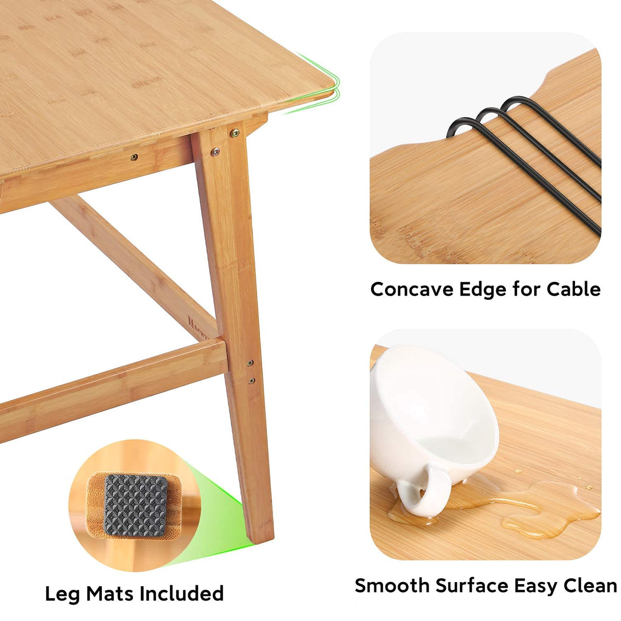 Nnewvante Writing Computer Desk 31.5" Bamboo Home Office Table with Large Drawer, Modern Furniture Simple Study Makeup Workstation Nnewvante