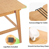 Nnewvante Writing Computer Desk 31.5" Bamboo Home Office Table with Large Drawer, Modern Furniture Simple Study Makeup Workstation Nnewvante