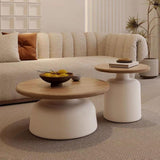 Coffee Table, Cream Style Solid Wood Coffee Table, Living Room Home Small Apartment, Simple Tea Table, Round Coffee Table(C) ROPSHTSF