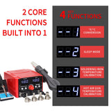 Weld Lux Upgraded 820W 2 IN 1 Hot Air Rework and Soldering Iron Station with °F /°C, Cool/Hot Air Conversion, Digital Temperature Correction and Sleep Function Weld Lux