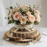 10 Pcs Large Wood Slices for Centerpieces - Rustic Wood Centerpieces for Tables, Natural Wood Slabs, Ideal for Weddings, Crafts, and DIY Projects (8-9 inch) Rochoseng