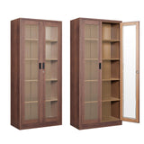 Anxxsu Display Cabinet with Glass Doors, Display Case Cabinet for Collectibles, Curio Display Cabinet with 4 Adjustable Shelves, 71" Glass Display Cabinet for Home Living Room (Wood Color) Anxxsu