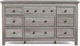 Farmhouse 9 Drawers Dresser for Bedroom, Wood Rustic Wide Chest of Drawers, TV Stand Storage Dressers Organizer for Bedroom, Living Room, Hallway,Gray LGHM