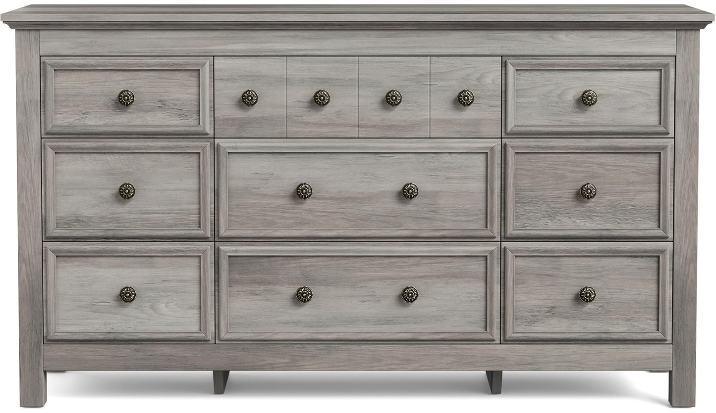 Farmhouse Dresser for Bedroom, Large Chest of Drawers, TV Stand 9 Drawers Storage Dressers Organizer for Bedroom, Living Room, Hallway,Gray