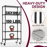Homtura 2 Pack 5-Tier Metal Wire Shelving Unit with Wheels & Feet, 14" D x 30" W x 60" H,750 lbs Capacity Adjustable Heavy Duty Steel Wire Rack Storage Shelves for Kitchen, Garage, Pantry Homtura