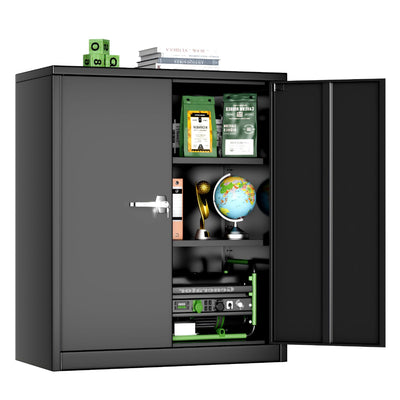 SUNCROWN Metal Storage Cabinets, 36”Locking Cabinet with Doors and Adjustable Shelves, Steel Utility Tool Garage Cabinets for Home, Office, Kitchen,Warehouse, Black