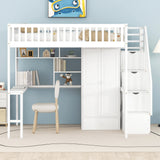 Harper & Bright Designs White Full Size Loft Bed with Integrated Storage and Workspace Harper & Bright Designs
