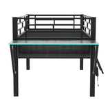 Twin Size Gaming Loft Bed - Metal Loft Bed Frame with Desk & Vented mesh Undercarriage Storage, Heavy Duty Bed Frame with Safety Guardrail, Space Saving Design for Bedroom Apartment Dormitory, Black Ibraccieni