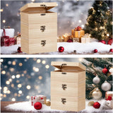 RHBLME 10 PACK Wooden Box with Hinged Lid, Unfinished Unpainted Wooden Boxes for Crafts, Large Wooden Box Unfinished Wood Box for DIY Storage Jewelry Plain Pine Box RHBLME