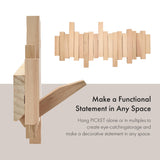 Natural Wood Wall Mounted Piano Coat Rack| Coat Rack Wall Mount| Flip Down Wall Hook Rack 6 Hooks| Entryway Wall Art Hook,Made of Acacia Wood Wall Art HLYYCC