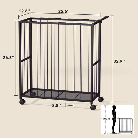 Homsorout Ball Storage Bin Rolling Sports Ball Cart, Metal Garage Organizer Sport Rack, Ball Basket Storage, Ball Cage for Garage or Gym, Indoor & Outdoor Sports Equipment Organizer Black Homsorout