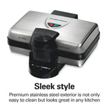 Hamilton Beach Belgian Mini Waffle Maker with Shade Control, Makes 2 at Once, Create Personalized Keto Chaffles and Hash Browns, Non-Stick Plates, Compact Design, Stainless Steel Hamilton Beach