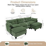 Amsleekey Modular Sectional Sofa, 111.5" U-Shaped Corduroy Comfy Sectional Couches for Living Room, 3-Seater Cloud Couches with 2 Movable Ottomans, Flexible Combination Modern Deep Seat Sofa (Green) Amsleekey