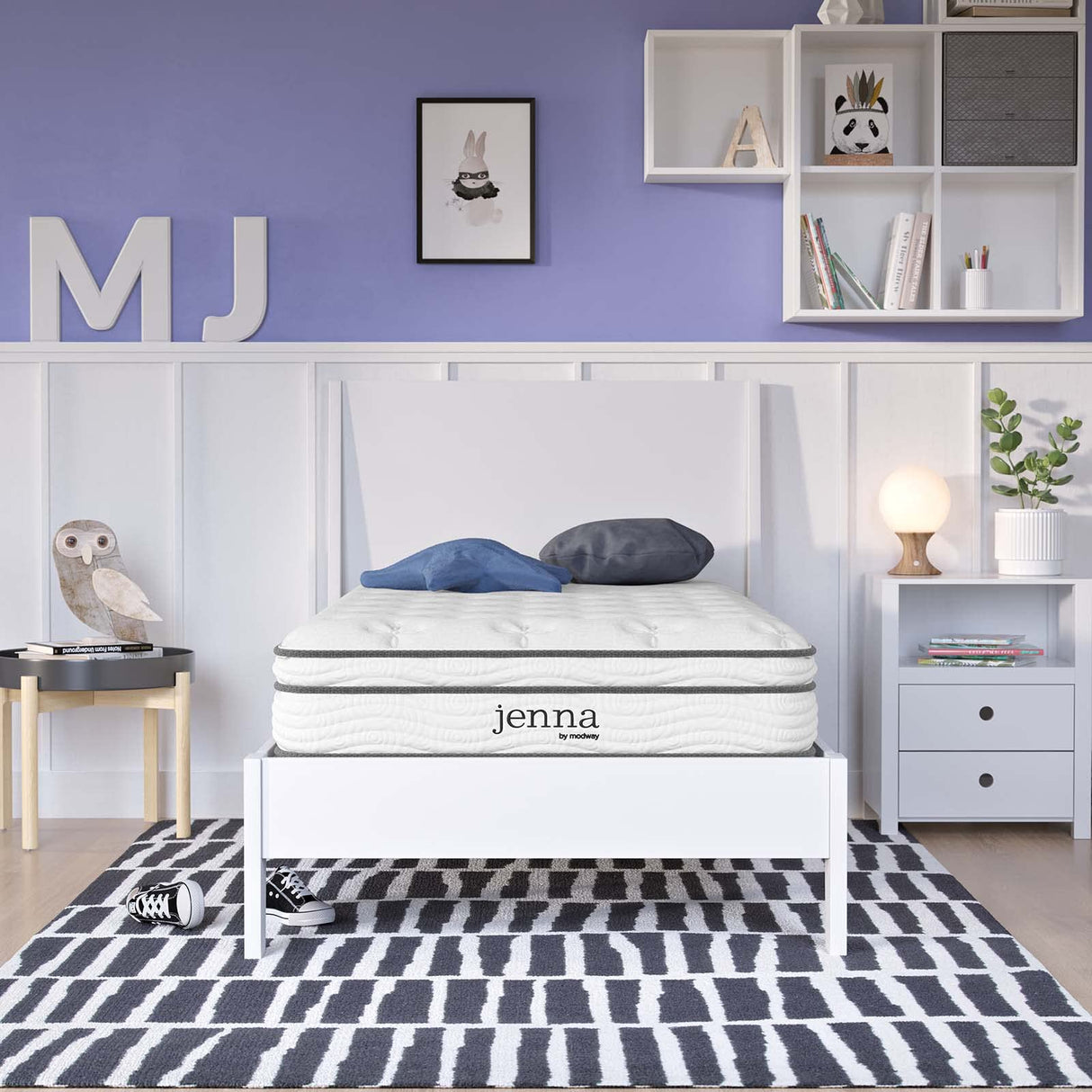 Modway Jenna 8” Innerspring and Memory Foam Twin Mattress With Individually Encased Coils, White Modway