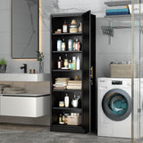 pozdeg 67" Metal Storage Cabinet with Lock, Tall Narrow Office File Cabinets with 5 Adjustable Shelves, Metal Steel Locker for Home, School, Office, Garage or Gym (Black) pozdeg