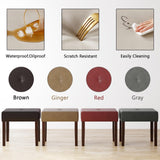 EOSVALO Leather Vanity Stool, 20 Inch Wide Rectangle Ottoman Bench for Makeup Room, Vanity Chair with Wood Legs for Piano Room, Bedroom,Living Room with Customizable (Cherry) EOSVALO