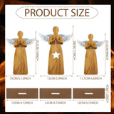 Suzile Set of 3 Wooden Angel Ornament Angel Statue Figurine Angel Shaped Christmas Ornaments Farmhouse Rustic Xmas Angel Table Crafts for Christmas Home Suzile