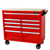 WTRAVEL Heavy Duty Rolling Tool Chest with 9-Drawer Wood Top Tool Cart Mechanic Tool Box with Wheels Tool Storage Cabinet Workbench High Capacity for WTRAVEL