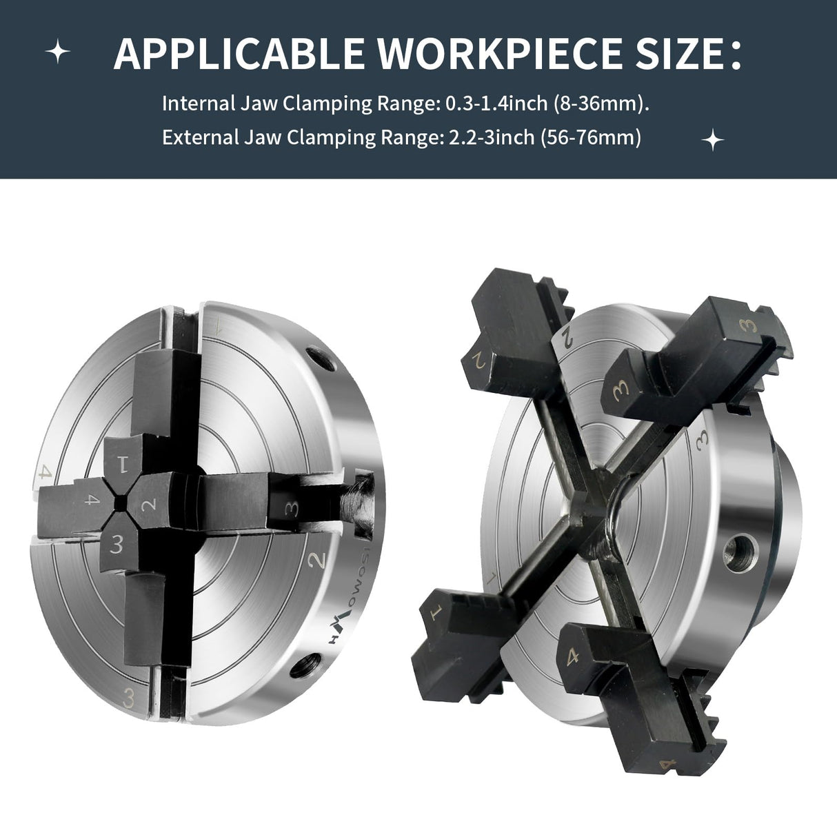 Wood Lathe Chuck,4-Inch 4-Jaw Lathe Chucks, Self-Centering Lathe Chucks for Woodturning with 1"x8TPI Thread HAowosi