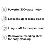 Chefman Immersion Stick Hand Blender Powerful Electric Ice Crushing 2-Speed Control Handheld Food Mixer, Purees, Smoothies, Shakes, Sauces and Soups, Black Chefman