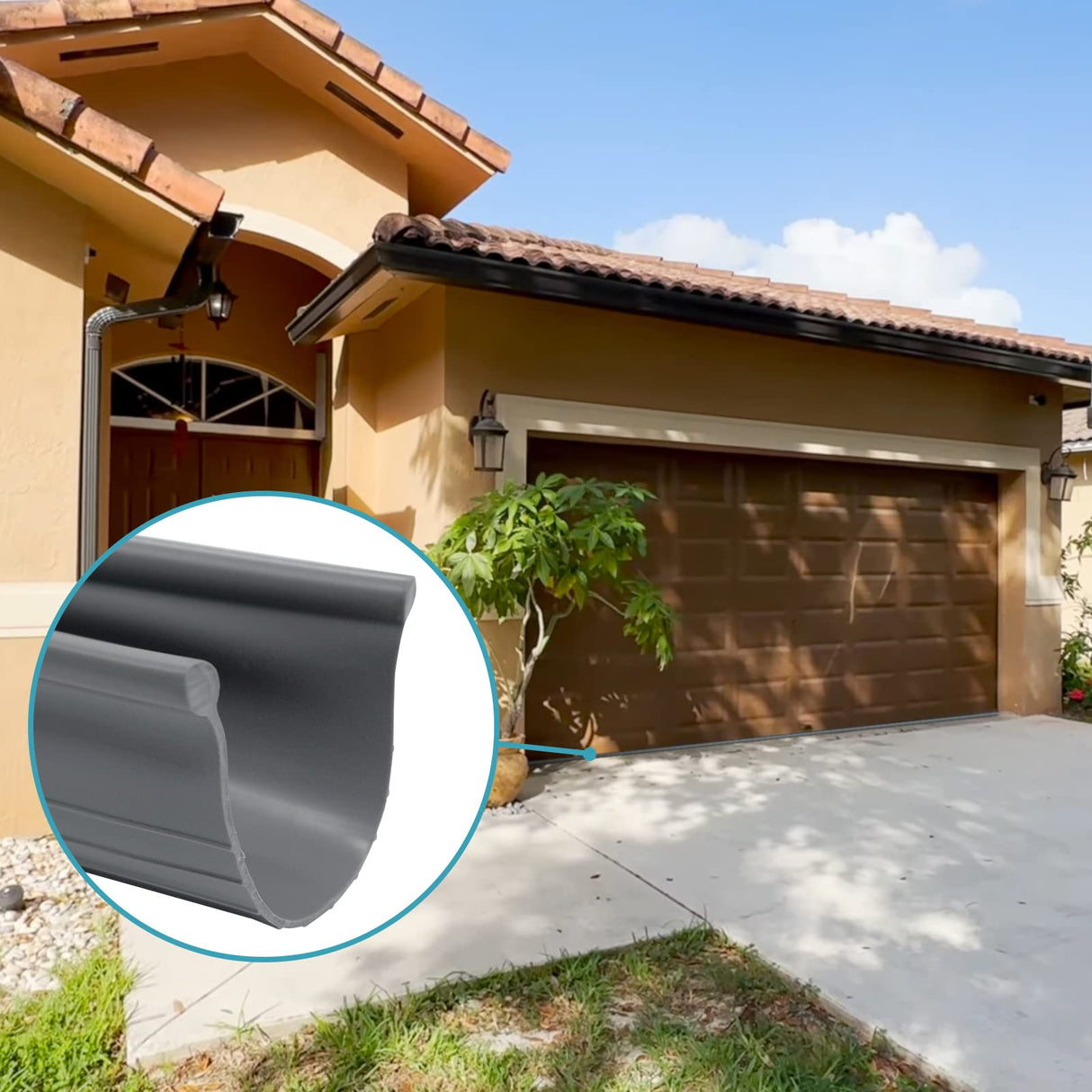 Garage Door Weather Seal - Bottom Seal Bead Type - Grey Vinyl (16') Earthtec