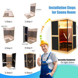 SAUNA Infrared Sauna 2 Person 1980W Low-EMF Wooden Home Spa Room Canadian Hemlock Wood Indoor Dry Saunas LCD Control Panel, APP Control 15 Minutes Pre-Warm up, Time and Temp Pre-Set, 10-Year Aftersale HOSAUNA