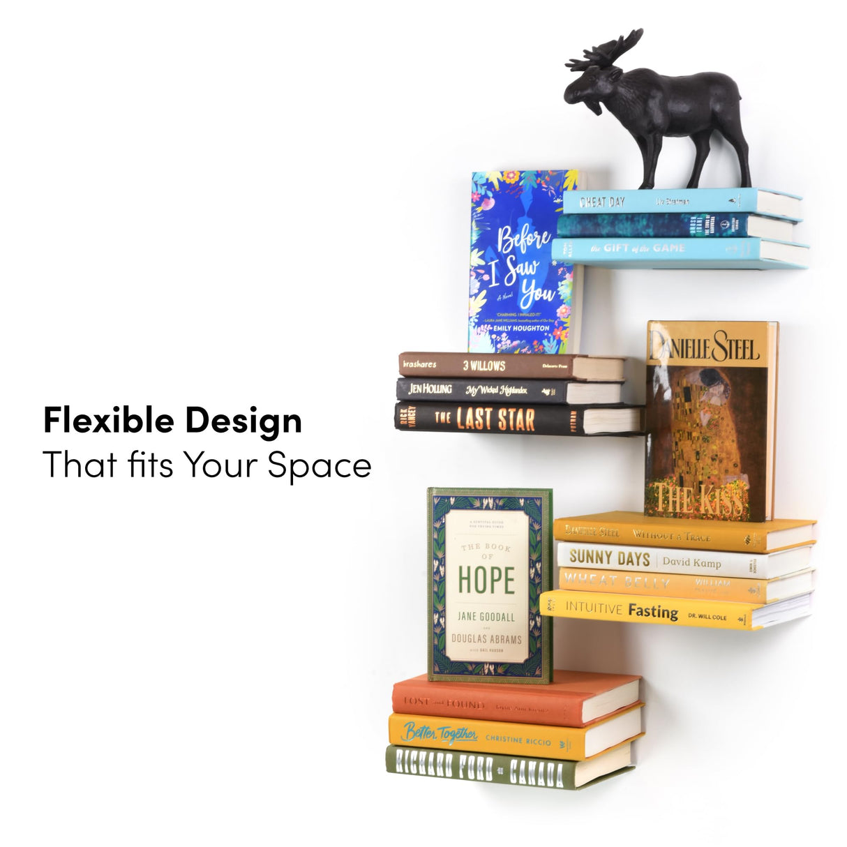 xympo Floating Invisible Bookshelf Wall Mounted (Set of 4) - Aluminum - Turn Books into Floating Shelves xympo