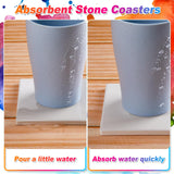 Suttmin 144 Pieces Ceramic Tiles for Crafts Coasters White Ceramic Tiles for Crafts Blank Unglazed Ceramic Tiles with Cork Backing Pads for Painting DIY Art Gift Project(Round, Square) Suttmin