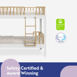 Storkcraft Next Santos Twin-Over-Twin 5-in-1 Convertible Bunk Bed (White with Natural) STORKCRAFT