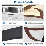 Dalouguan Modern Ceiling Fan with Lights Remote Control, 32" Wood Ceiling Fan with Light, 6 Speeds 3 Light Color Low Profile Flush Mount Ceiling Fan for Kitchen Bedroom Dalouguan