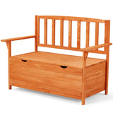 AVAWING Outdoor Storage Bench, Wooden Garden Bench Weatherproof, Patio Benches for Outside, 2-Seat Front Porch Bench, Park Bench for Deck, Lawn, Backyard(Natural) AVAWING